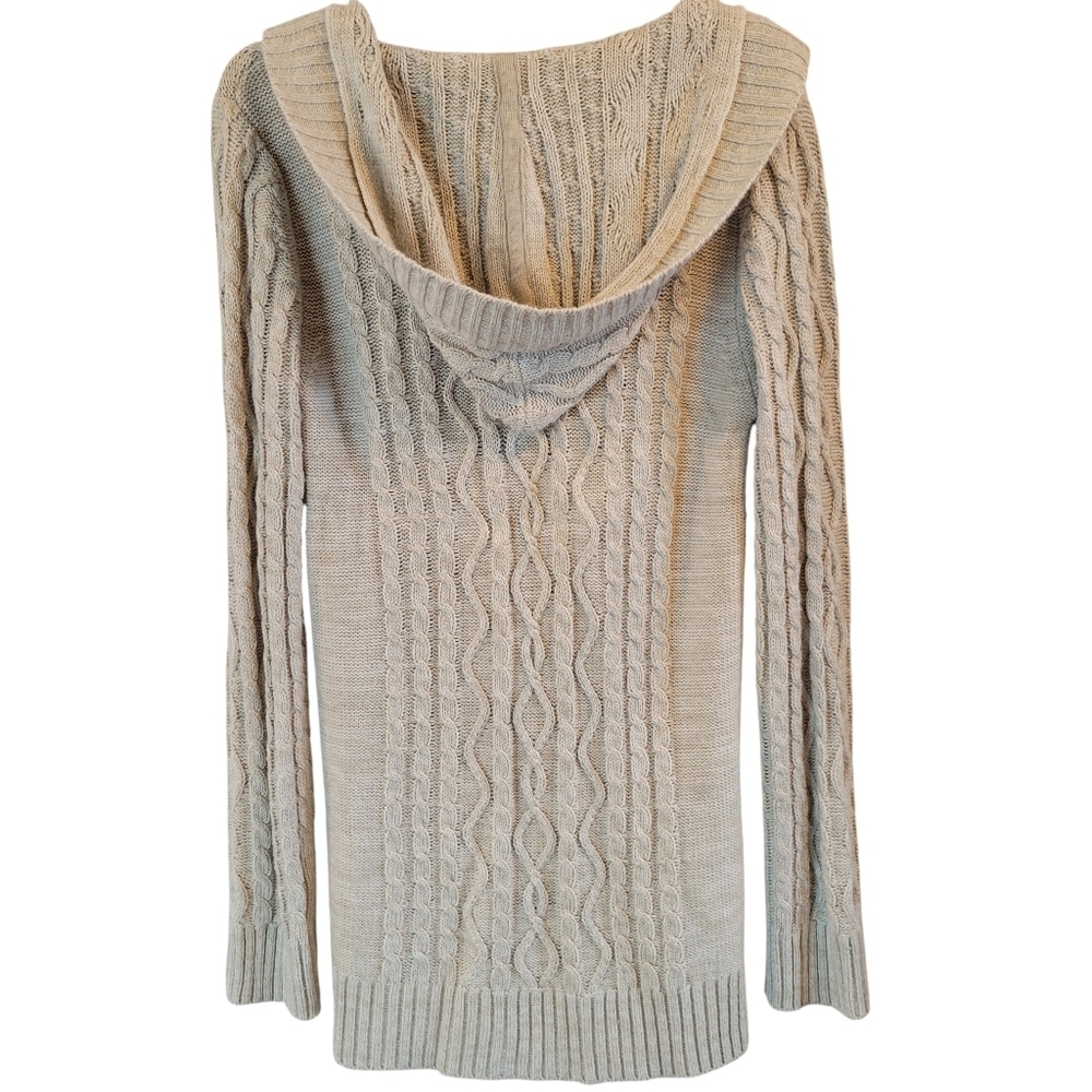 North River Outfitters Gray Cable Knit Hooded Long Sleeve Cardigan - Picture 3 of 7